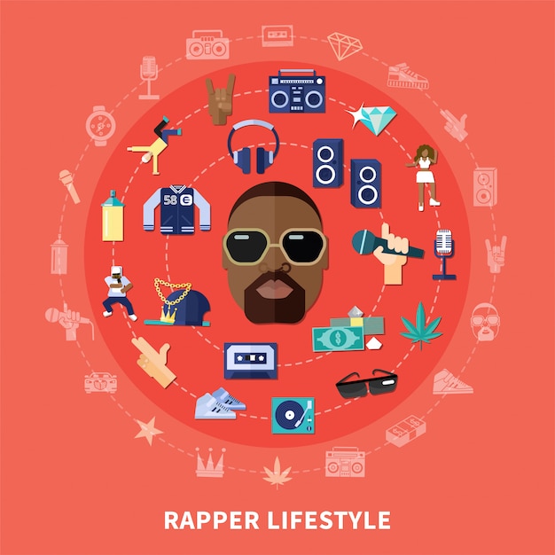 Bezpłatny wektor okrągły skład rappera lifestyle