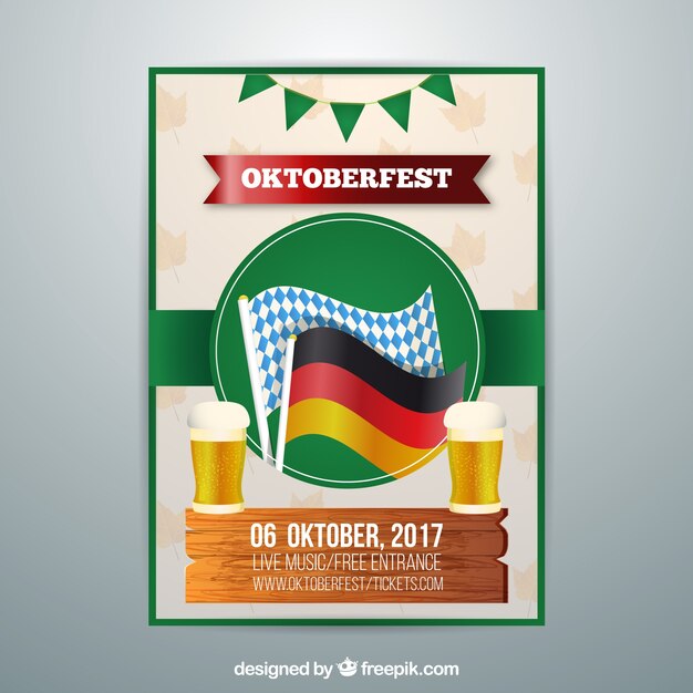 Bezpłatny wektor oktoberfest plakat z flagami