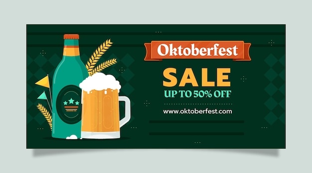 Bezpłatny wektor oktoberfest płaski baner sprzedaży pakietu marketingowego