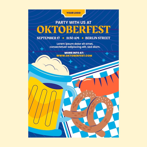 Bezpłatny wektor oktoberfest ręcznie rysowane płaski plakat