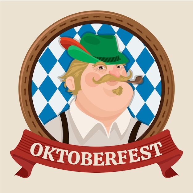 Bezpłatny wektor oktoberfest ręcznie rysowane płaskie logo