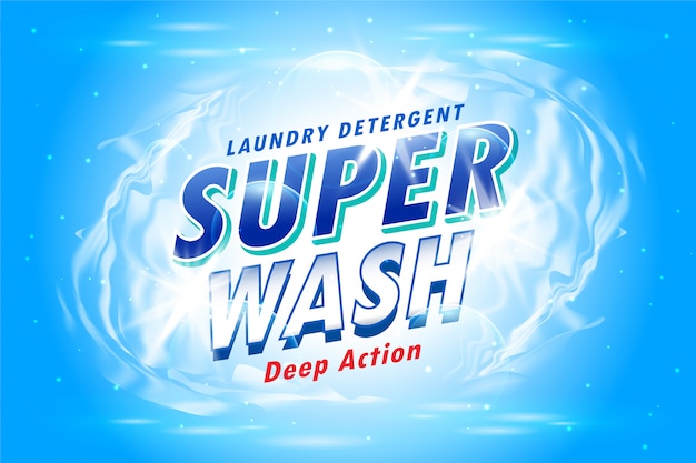Bezpłatny wektor opakowanie detergentu do prania do super prania