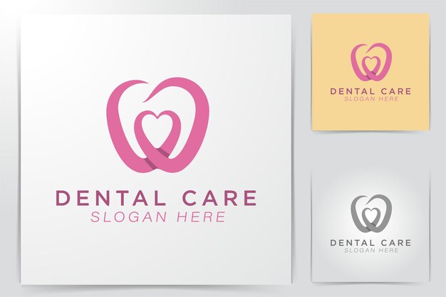Opieka stomatologiczna i miłość pomysły logo. Projekt logo inspiracji. Ilustracja wektorowa szablon. Na białym tle