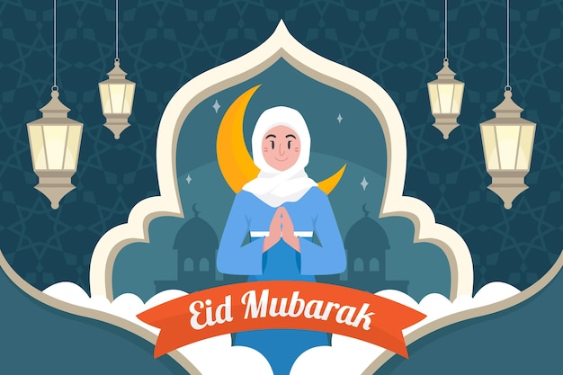 Organiczna Płaska Ilustracja Eid Al-fitr