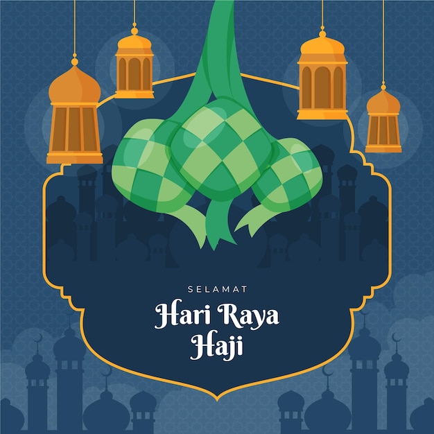 Organiczna Płaska Ilustracja Hari Raya Haji