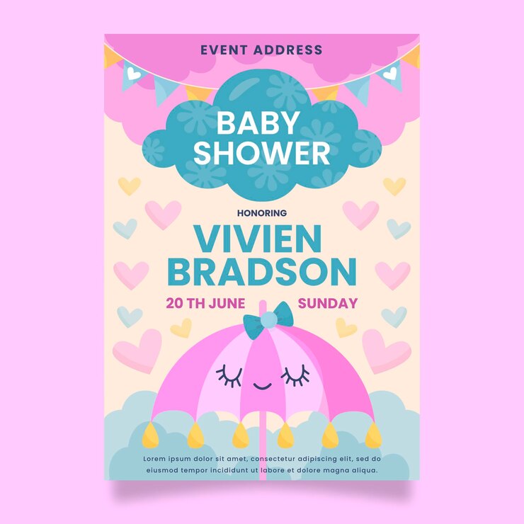 Bezpłatny plik Wektor organiczna płaska karta baby shower z chuva de amor