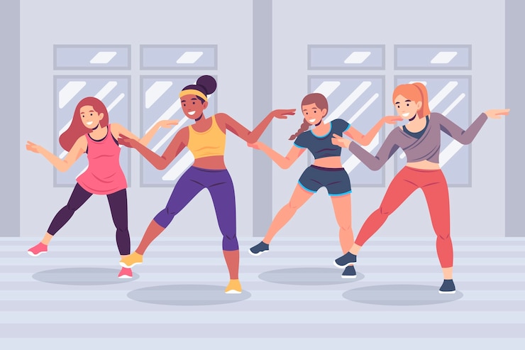 Bezpłatny plik Wektor organiczne zajęcia fitness flat dance