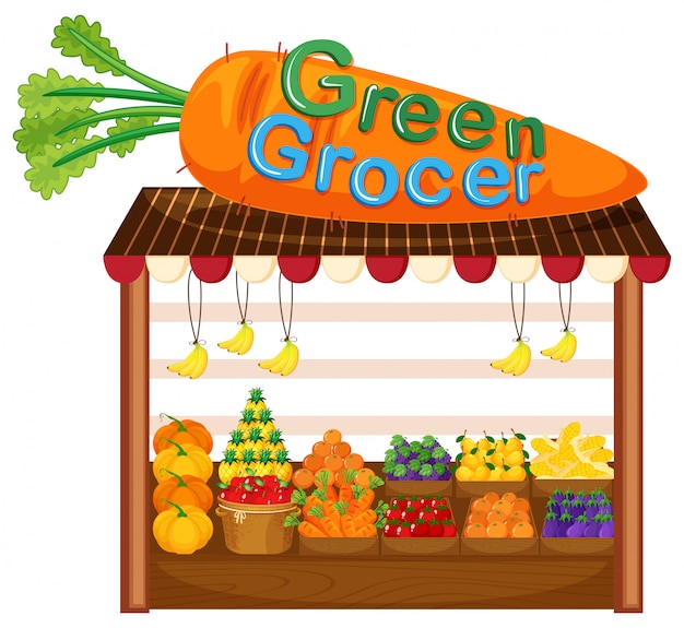 Bezpłatny wektor organiczny magazyn owoców i warzyw