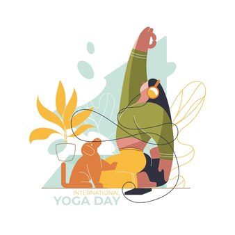 Organiczny płaski międzynarodowy dzień jogi