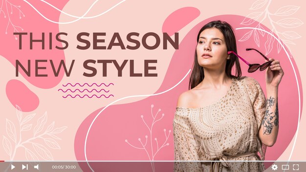 Organiczny szablon miniatury youtube płaski streszczenie moda