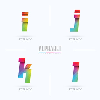 Origami pikselowe kolorowe logo alfabetów gradientowych ijkl