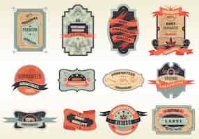 Bezpłatny wektor oryginalna kolekcja emblematów retro etykiety