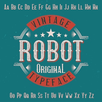 Oryginalny krój pisma o nazwie „robot”. dobry w użyciu w każdym projekcie etykiety.