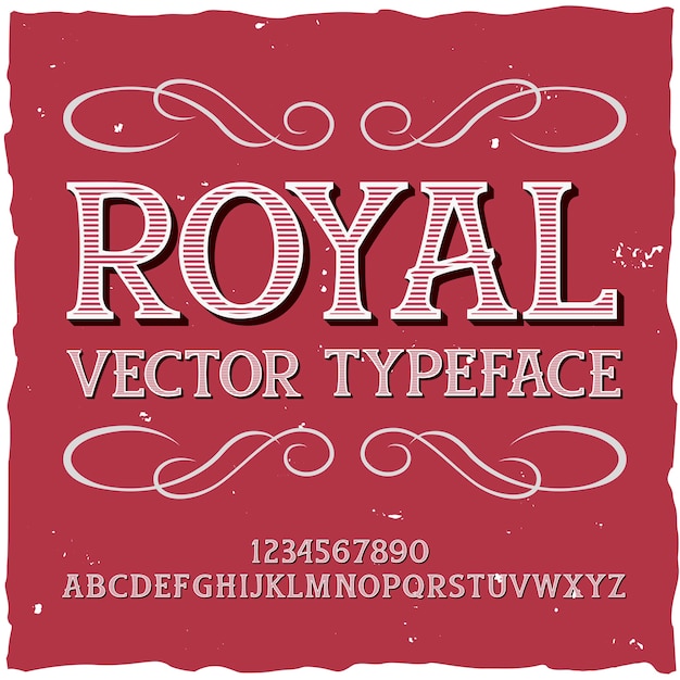 Bezpłatny wektor oryginalny krój pisma o nazwie „royal”. dobra, ręcznie wykonana czcionka do każdego projektu etykiety.
