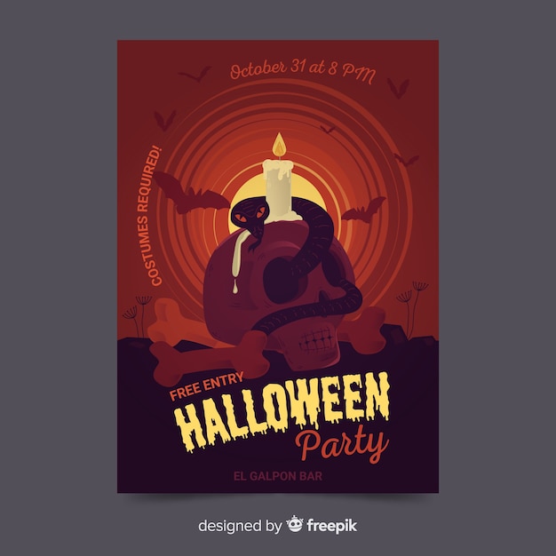 Oryginalny Szablon Plakat Party Halloween Z Płaska Konstrukcja