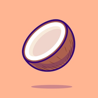 Owoc kokosowy kreskówka wektor ikona ilustracja jedzenie natura ikona koncepcja izolowana premium wektor