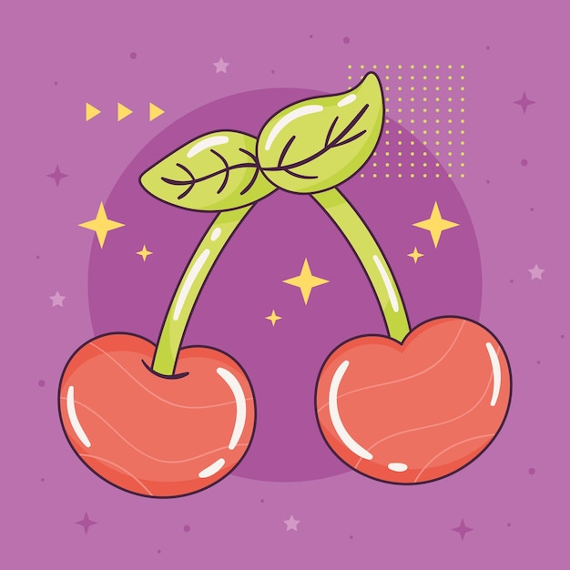 Bezpłatny wektor owoce wiśni w stylu retro