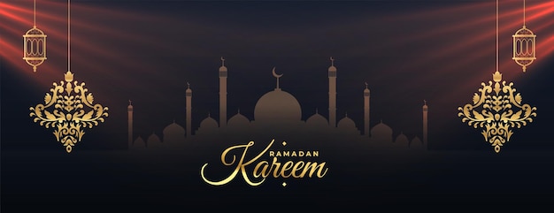 Ozdobny złoty projekt transparentu festiwalu ramadan kareem