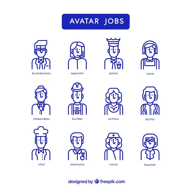 Pack Of Avatars Pracowników Z Minimalistycznym Stylu