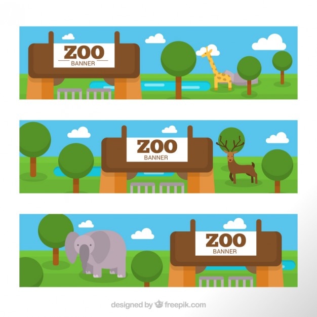 Bezpłatny wektor paczka banerów zoo