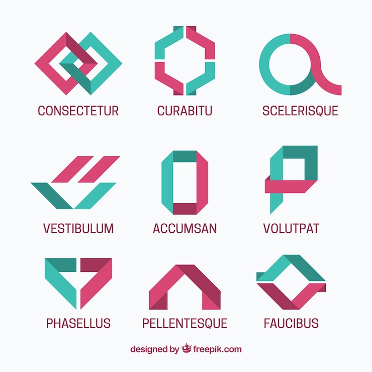 Bezpłatny plik Wektor paczka dziewięciu logo w minimalistycznym stylu