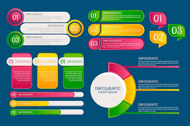 Paczka Elementów Gradientu Infographic