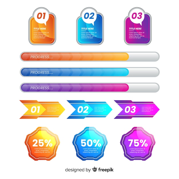 Paczka Kolorowych Elementów Infographic