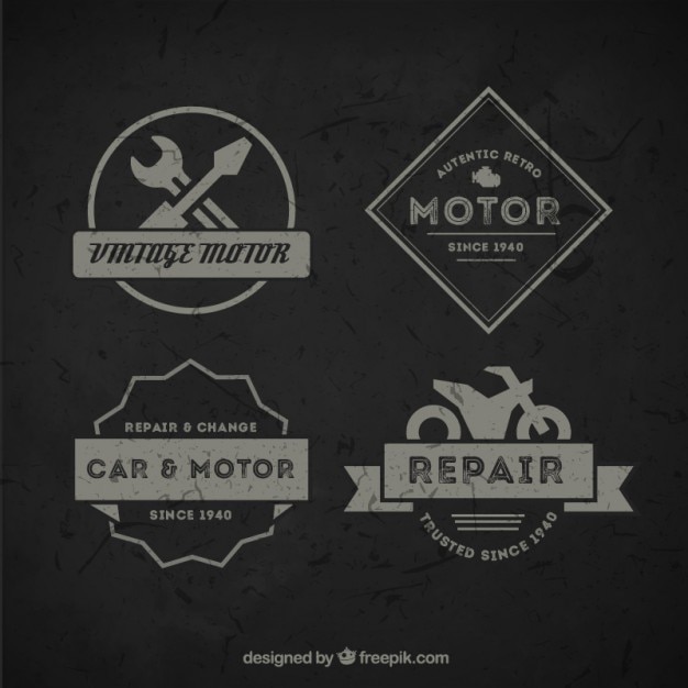Bezpłatny wektor paczka odznaki motocykli zabytkowych