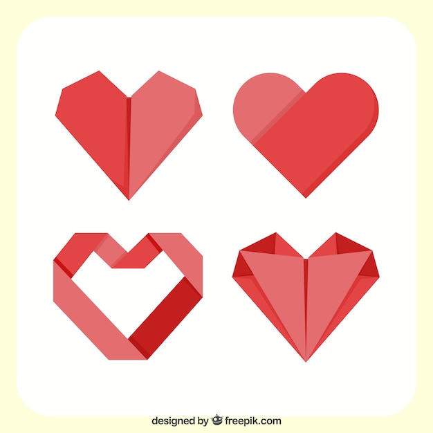Bezpłatny wektor paczka origami czerwonych serc
