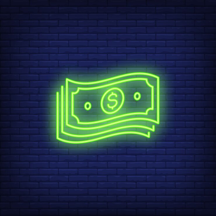 Bezpłatny plik Wektor pakiet banknotów dolarowych neonowy znak