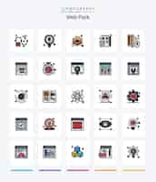 Bezpłatny wektor pakiet creative web pack 25 line filled icon pack taki jak przeglądarka stron internetowych z myszką