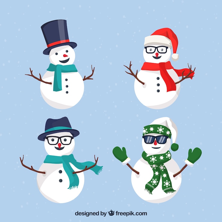 Bezpłatny plik Wektor pakiet czterech snowmenów