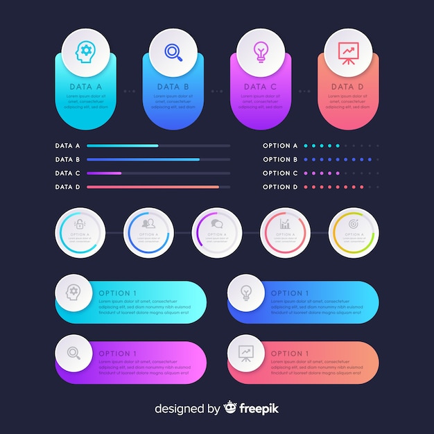 Pakiet Elementów Gradientu Infographic