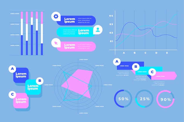 Bezpłatny wektor pakiet elementów infographic