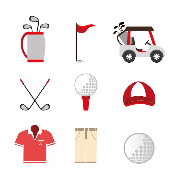 Bezpłatny wektor pakiet ikon golfa