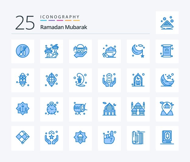 Pakiet ikon Ramadan 25 Blue Color, w tym charytatywna impreza charytatywna na plaży