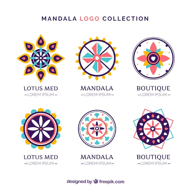 Bezpłatny wektor pakiet mandali logo dekoracyjne