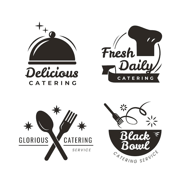 Bezpłatny wektor pakiet płaskich szablonów logo gastronomicznych