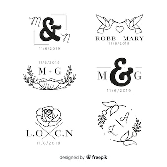Pakiet ślubnych logo monogramów