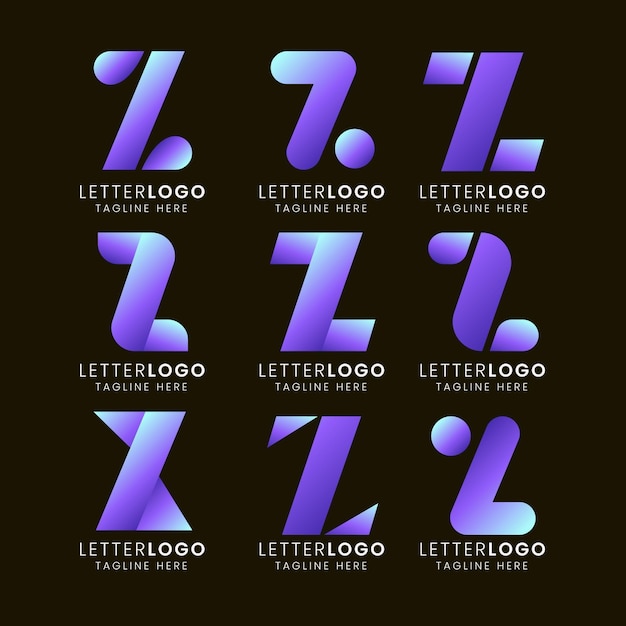 Bezpłatny wektor pakiet szablonów logo gradientu litery z.