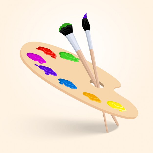 Paleta kolorów sztuki z pędzel narzędzi rysowania samodzielnie na białym tle ilustracji wektorowych