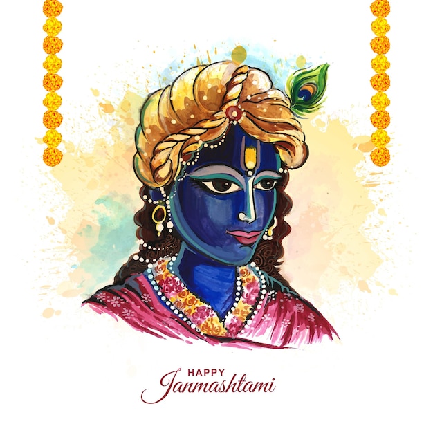 Pan krishna janmashtami religijne tło karty świątecznej