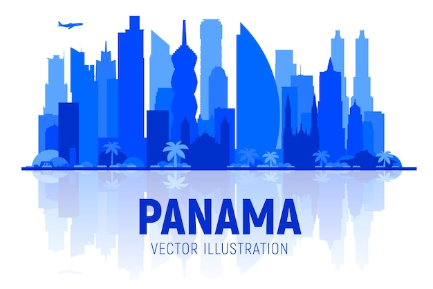 Panama City Panama Skyline Sylwetka Panorama Na Białym Tle Ilustracja Wektorowa Koncepcja Podróży Biznesowych I Turystyki Z Nowoczesnymi Budynkami Obraz Do Prezentacji Baneru Strony Internetowej