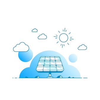Panel słoneczny na białym tle, płaski zarys ilustracja koncepcja odnawialnej energii słonecznej
