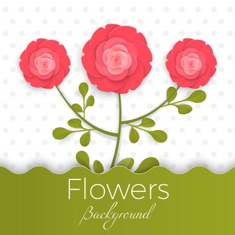 Papierowe kwiaty tło z egzotycznymi kwiatami w kolorach czerwonym i zielonym z liśćmi i małymi kwiatami z bukietu, rośliny w koncepcji origami.