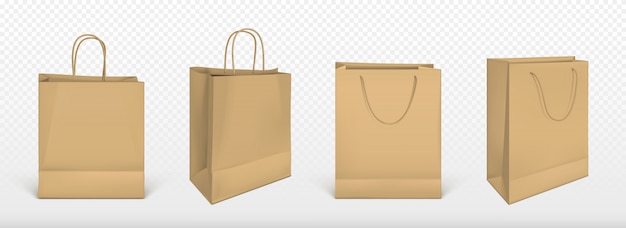 Bezpłatny wektor papierowe torby na zakupy, puste opakowania