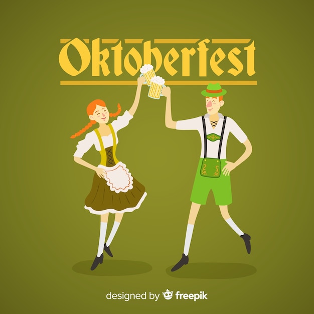 Bezpłatny wektor para świętuje oktoberfest