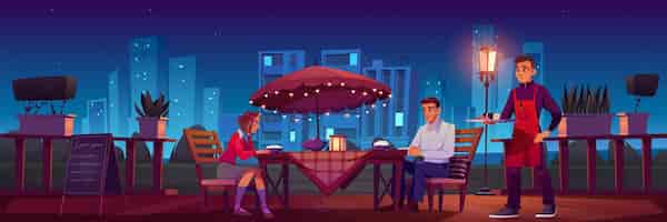 Bezpłatny wektor para w restauracji na romantyczną randkę