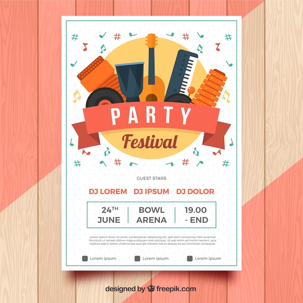 Party Festival Plakat Z Instrumentami