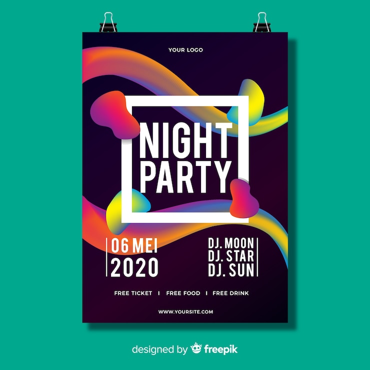 Bezpłatny plik Wektor party plakat szablon o abstrakcyjnych kształtach